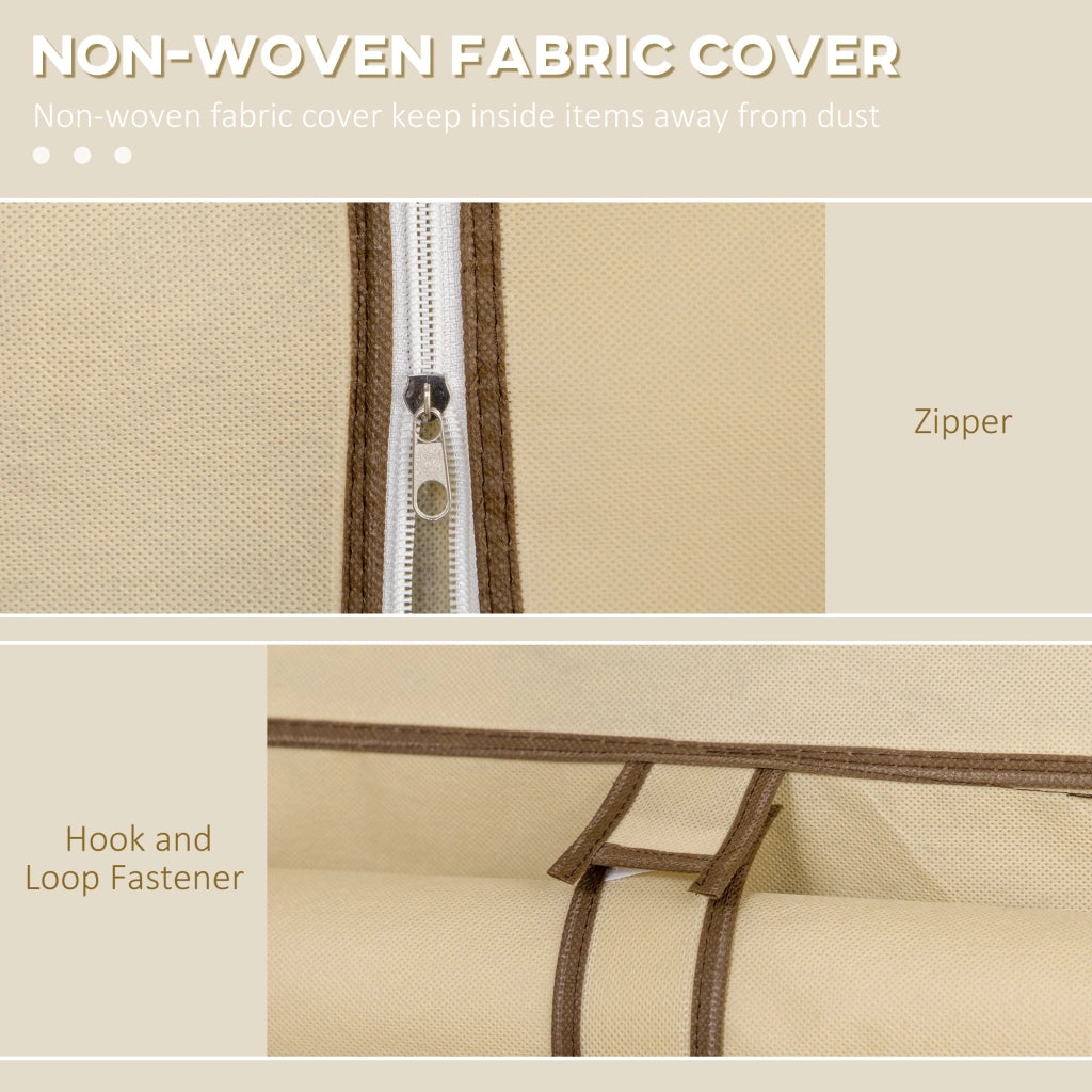Armadio  Guardaroba da Campeggio 125x43x162,5 cm 8 Ripiani in Tessuto Beige