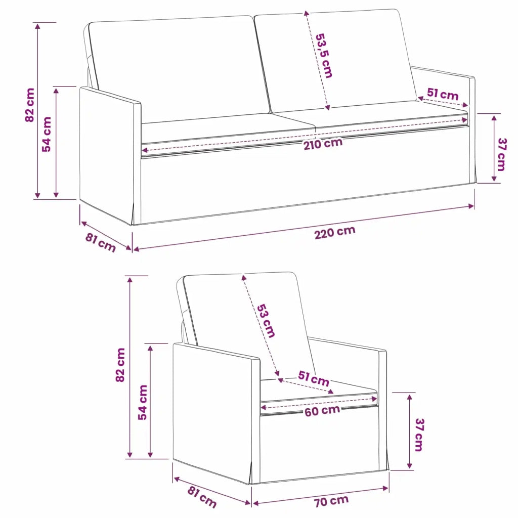 Set di divani 2 pcs Tortora Tessuto 3433182