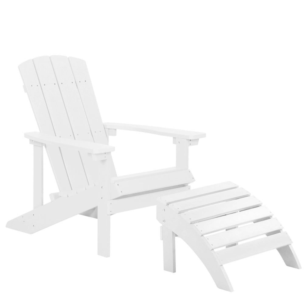 Sedia da giardino in plastica bianca in legno con poggiapiedi resistente agli agenti atmosferici in stile moderno