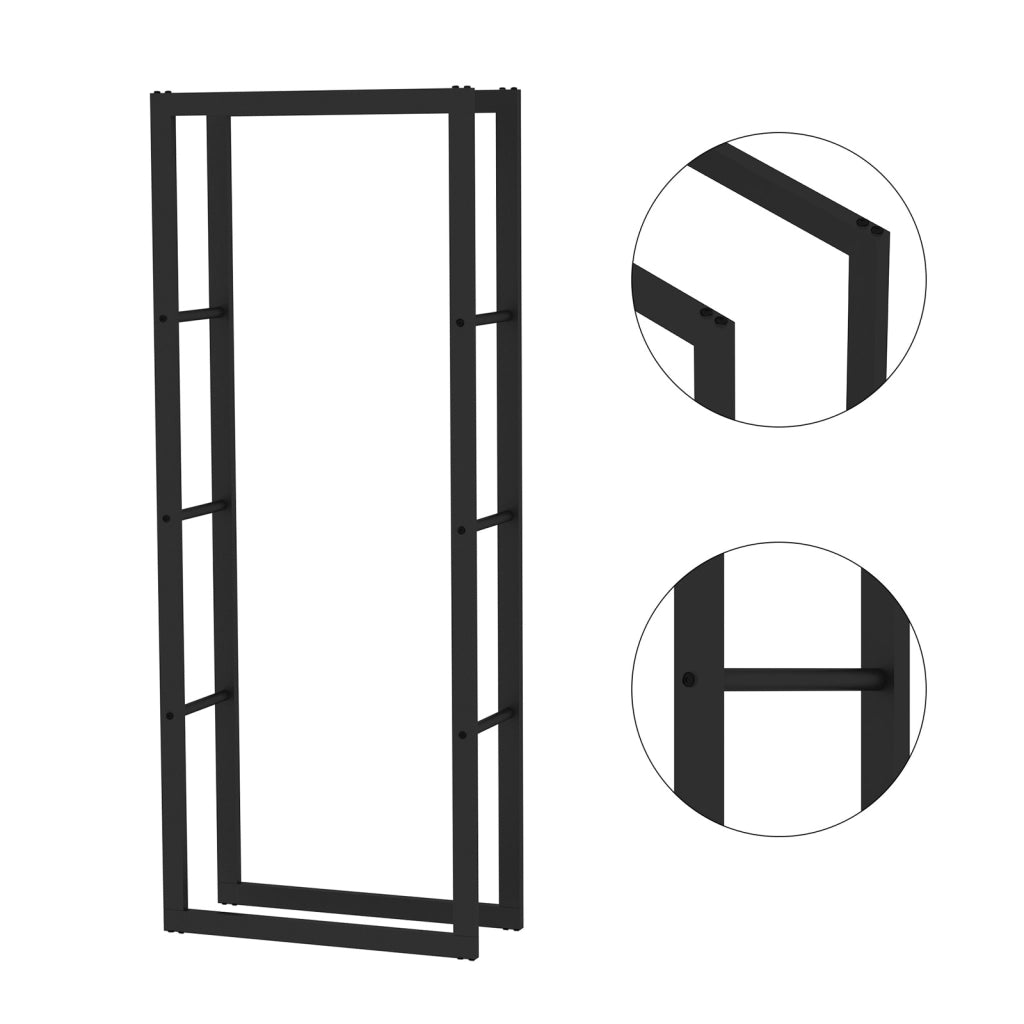 Toboli Scaffale per legna da ardere 150x25x60cm, metallo verniciato a polvere, per interno ed esterno, Portalegna