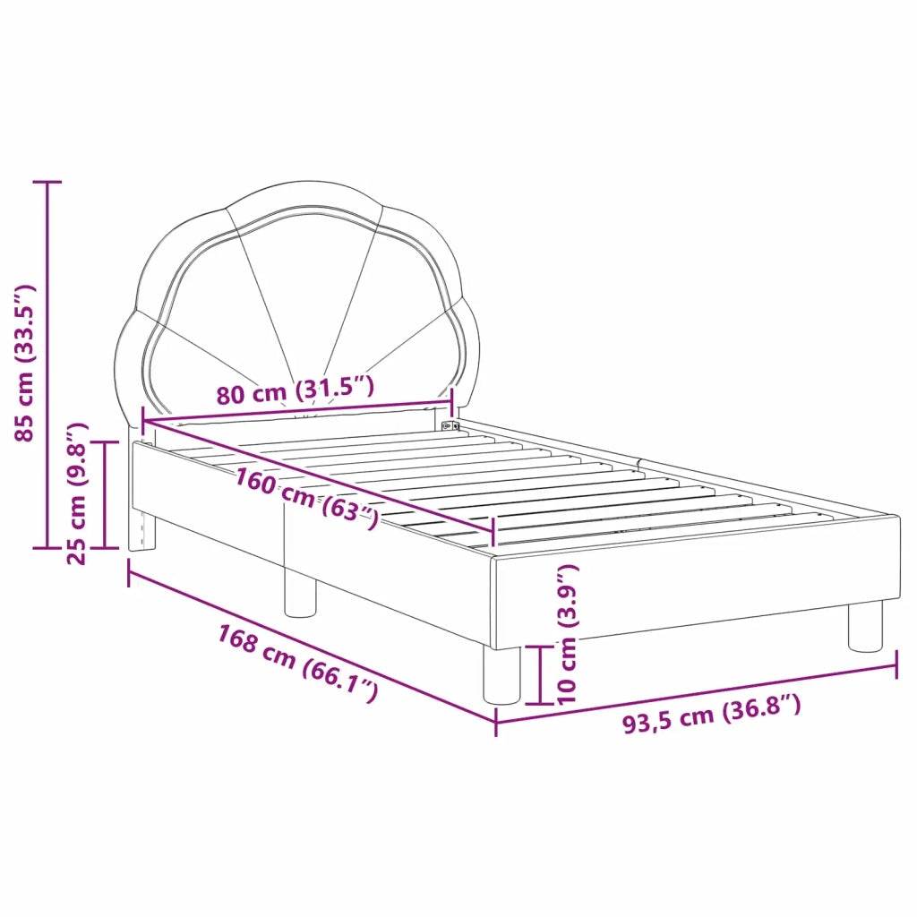 Struttura letto bambini con testata Rosa 80 x 160 cm Velluto 42010904