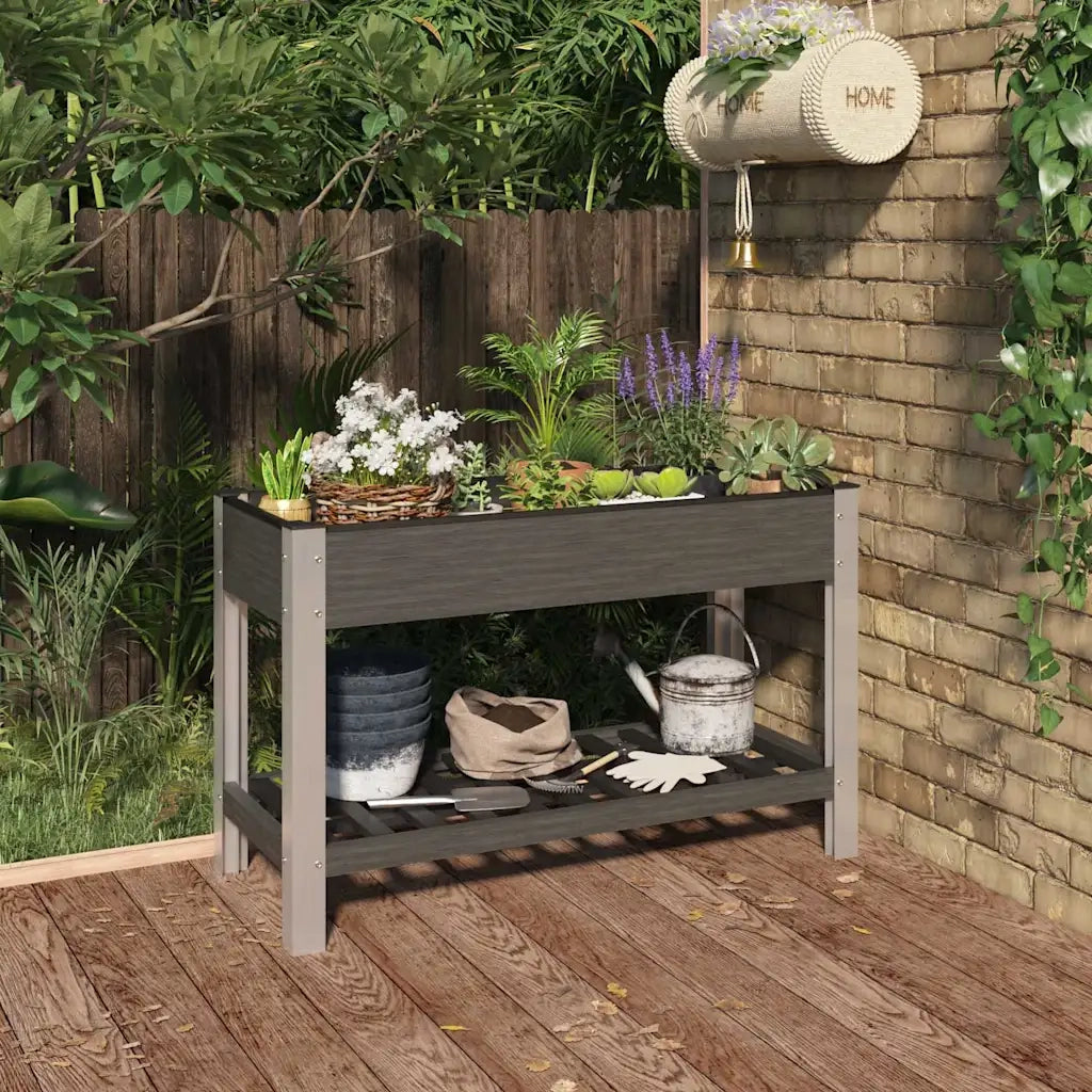 Fioriera Rialzata Giardino con Ripiano Grigia 120x50x75 cm WPC 362570
