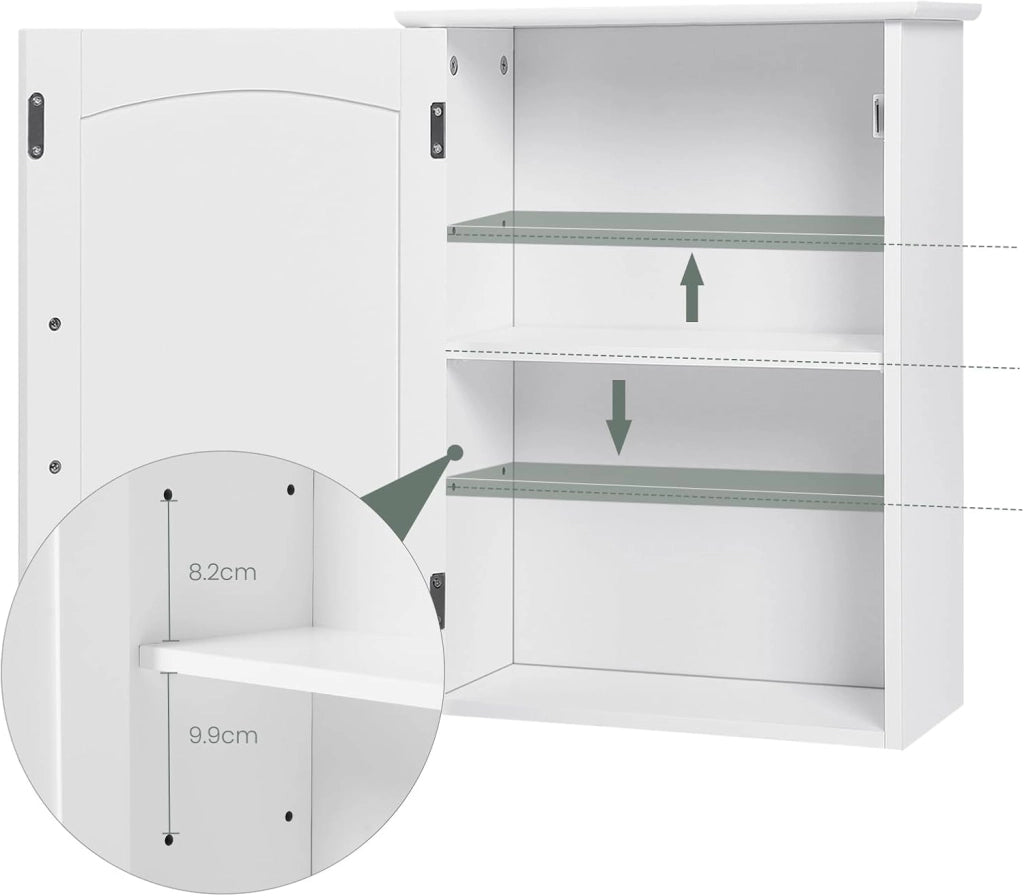 Pensile bagno sospeso, armadietto a muro con ripiano regolabile, MDF E1, bianco, 40x51x17cm, spazio ridotto, impermeabile, facile da montare, per bagno, cucina, ripostiglio
