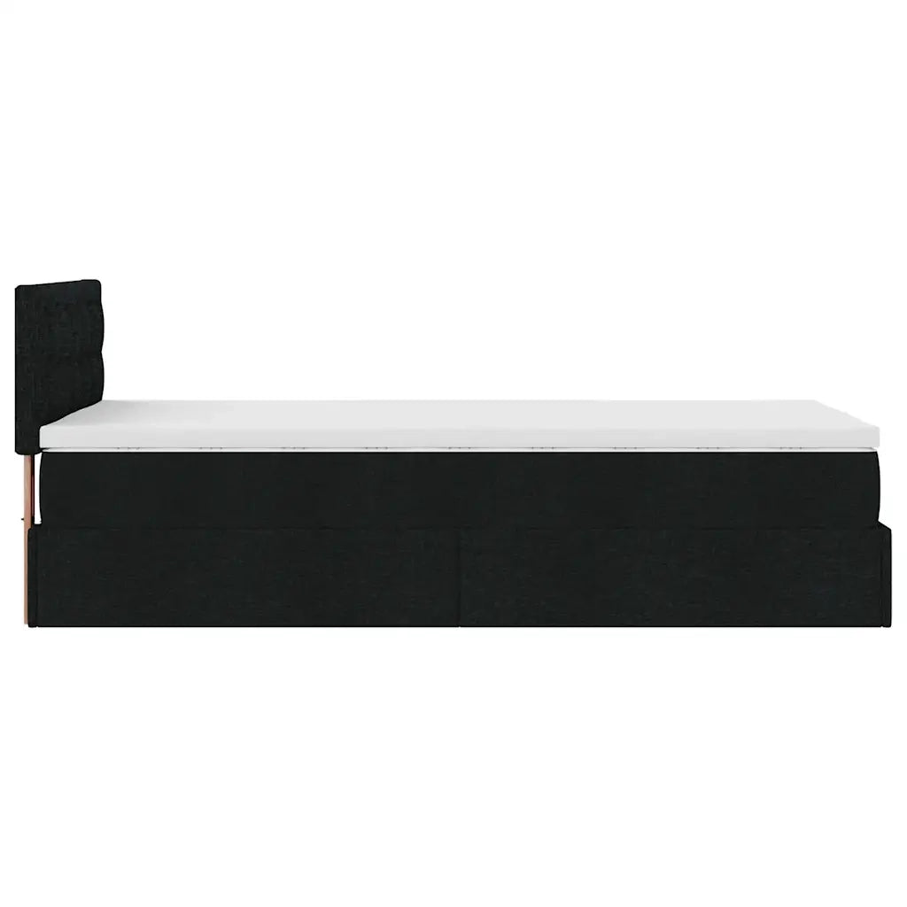 Struttura Letto Pouf con Materasso Nero 90x190 cm in Tessuto 3311589