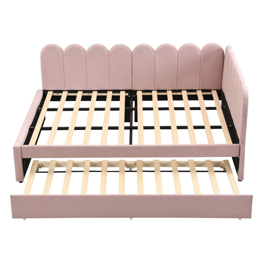 Divano letto angolare - Xylo - 140x200 cm gigogne fiori rosa