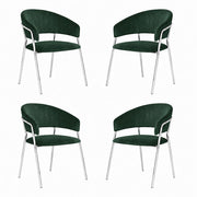 Sedie da pranzo set da 4 Aurelia in velluto verde con gambe in ferro cromato