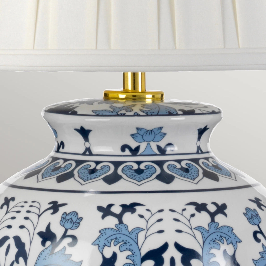Lampada da tavolo ceramica blu/bianca Linyi E27 60W