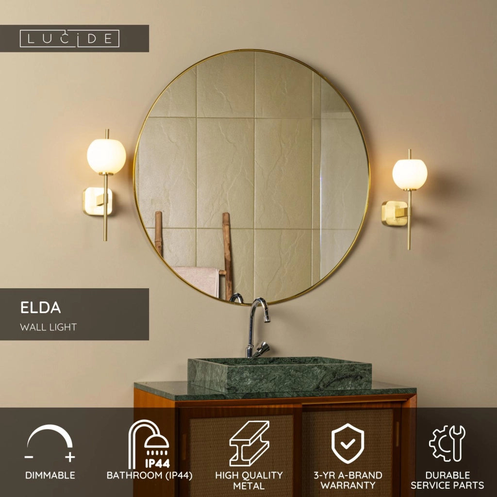 Applique bagno ELDA 1xG9 oro vetro sfera IP44 Lucide