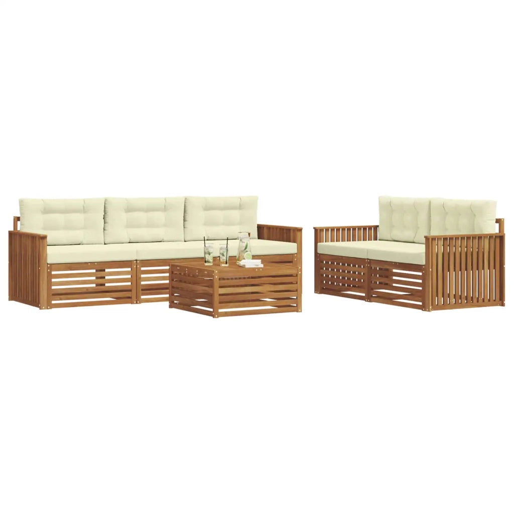 Set di divani da esterno con cuscino 6 pcs Naturale e Crema 3373015