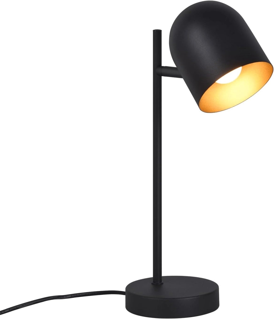 ZMH Lampada da tavolo lampada da comodino nero oro E14 retrò metallo girevole 350°