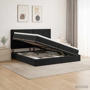 Letto con contenitore e materasso Nero 200 x 200 cm Velluto 3459713