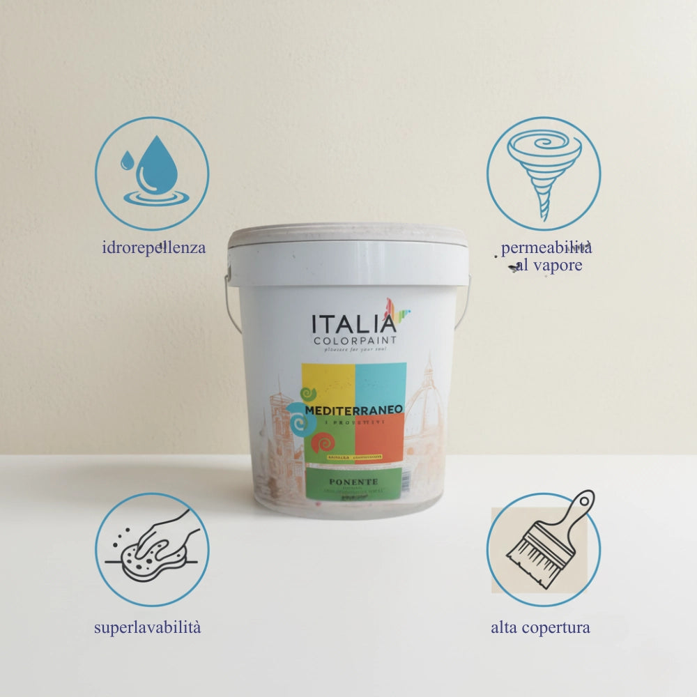 Idropittura acrilsilossanica mediterraneo ponente antimuffa per interni ed esterni *** formato 4 lt, confezione 1