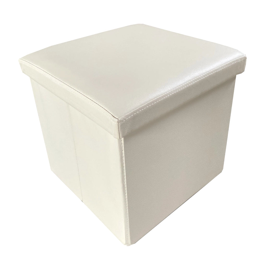 Puff Ottomano Quadrato Portaoggetti Pieghevole in Similpelle 38x38x38cm | Nyana Casa | Stile ottomano | Similpelle resistente | Nero, grigio e beige