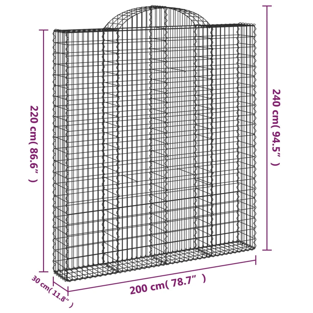 Cesti Gabbioni ad Arco 2 pz 200x30x220/240 cm Ferro Zincato 3146236