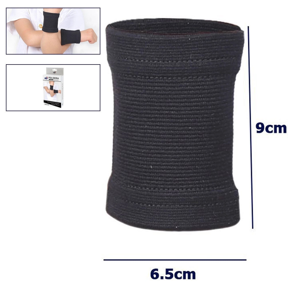 Trade Shop - Coppia Polsiera Elastiche Supporto Per Polso Bambini Anallergico Protezione Nero -