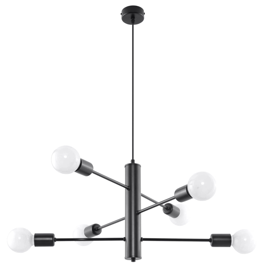 Lampadario DUOMO 6 luci nero metallo E27 Sollux SL.0305