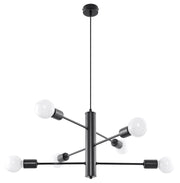 Lampadario DUOMO 6 luci nero metallo E27 Sollux SL.0305