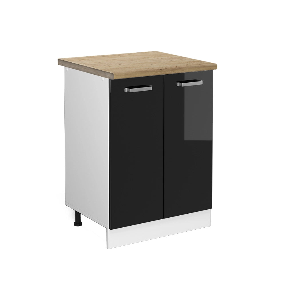 Vicco Mobiletto base cucina Nero lucido 60 cm , PL Rovere