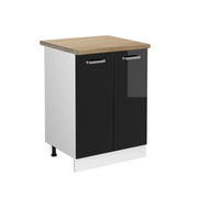 Vicco Mobiletto base cucina Nero lucido 60 cm , PL Rovere