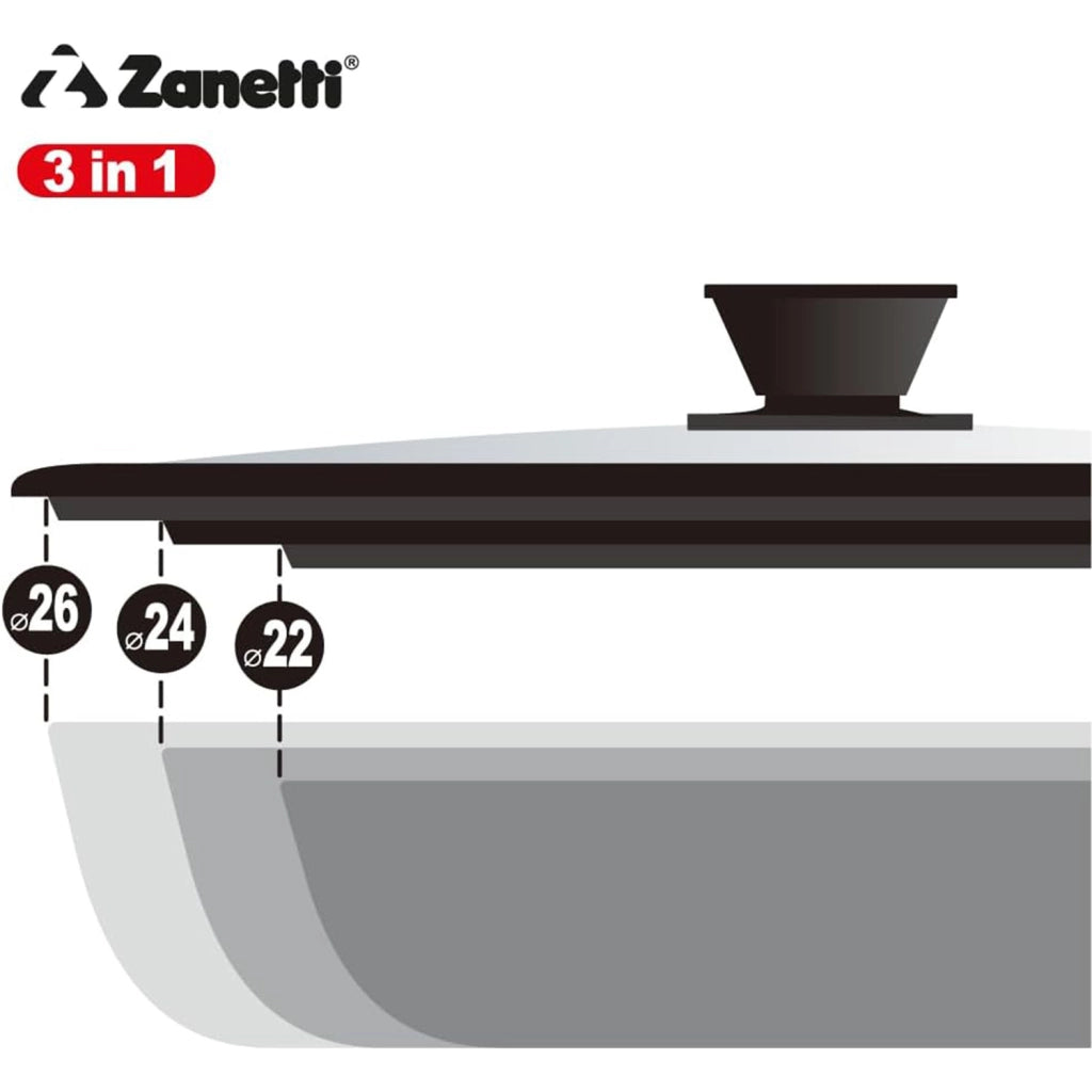 Zanetti Coperchio Universale Vetro Silicone 22 24 26 cm