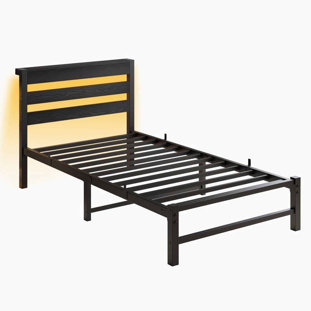Letto Contenitore in Metallo con LED e USB ¨C MINIMAL ¨C 90x200