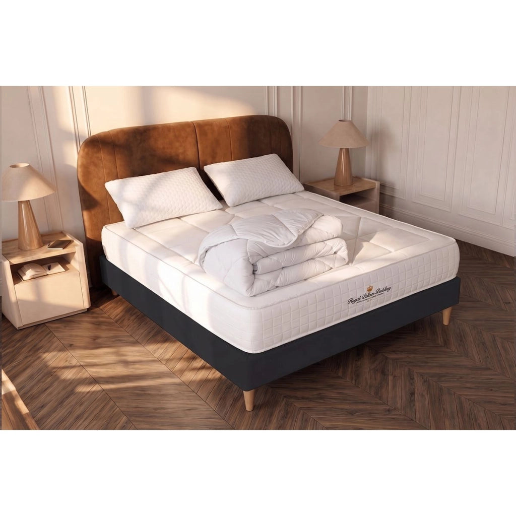 Pacchetto letto completo - Materasso 140x190cm + Box spring con doghe (kit) + 2 cuscini + Piumino - Windsor