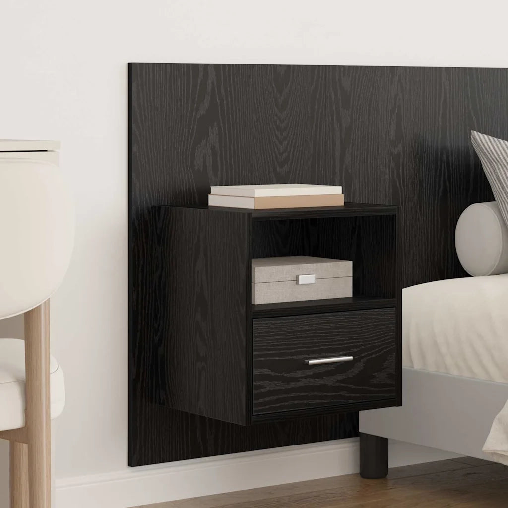 Testiera | Testata con Comodino 3 pcs Rovere Nero Legno multistrato