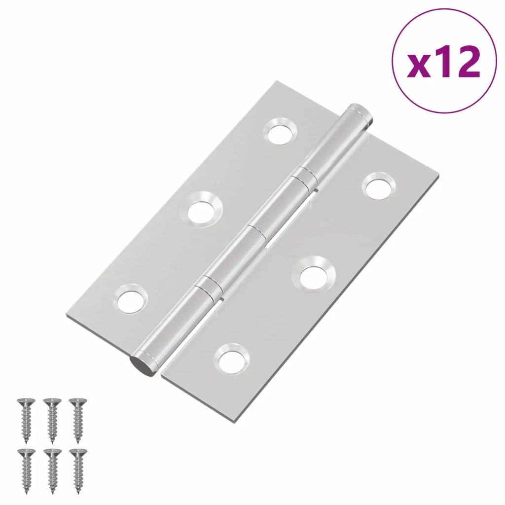 Cerniera Tinta unita 12 pcs Argento 58 x 35 x 1 mm Acciaio