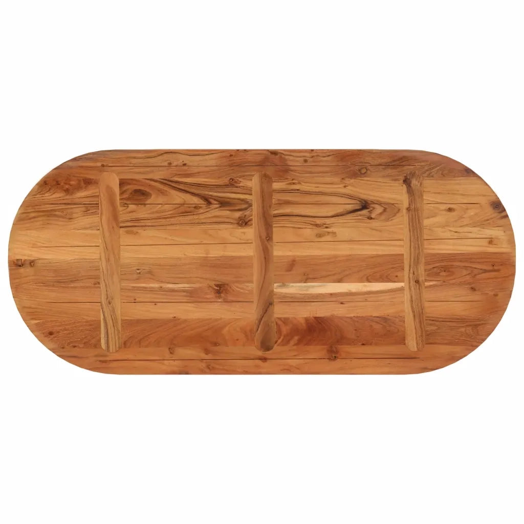 Piano Tavolo 110x50x3,8 cm Ovale in Legno Massello di Acacia 370097