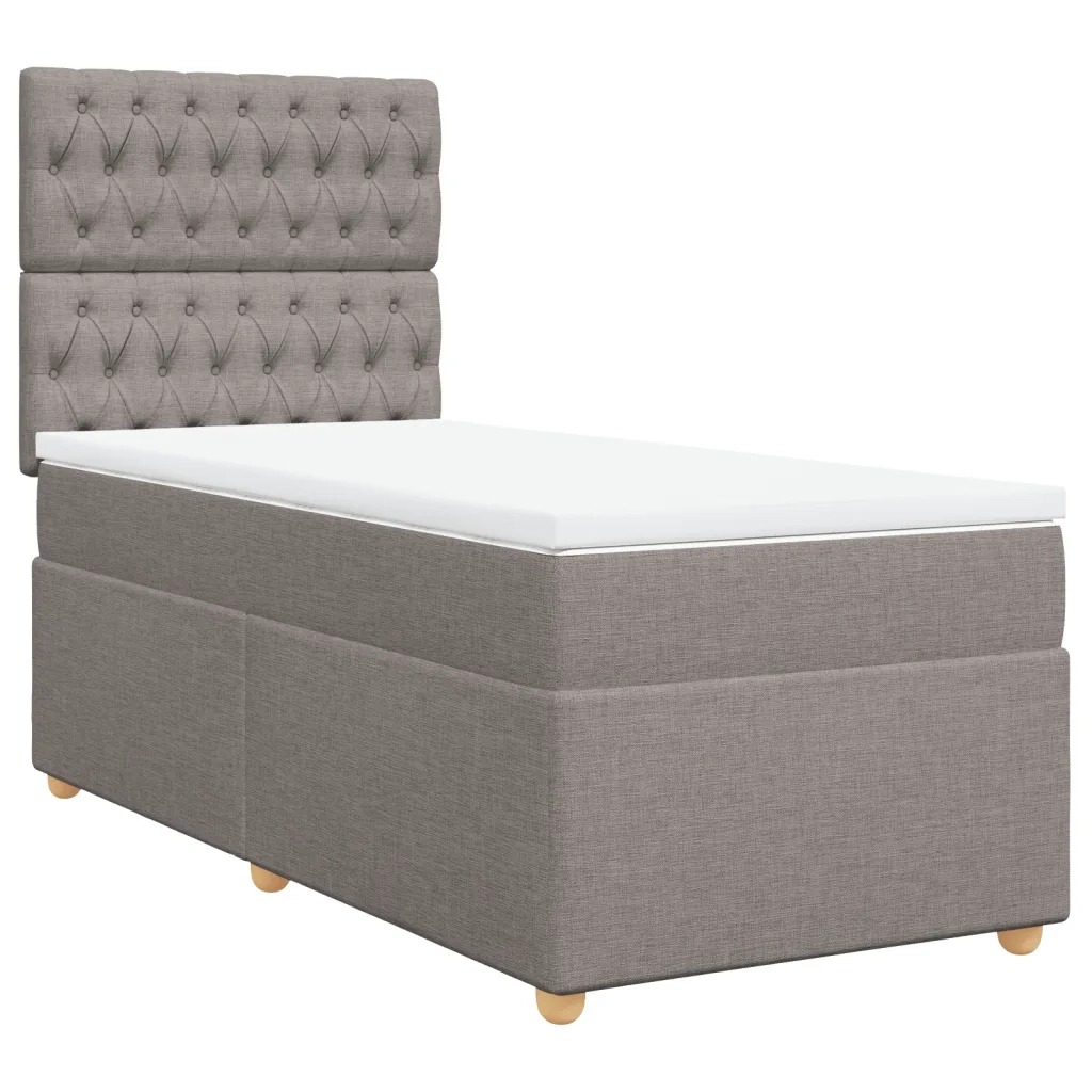 vidaXL Giroletto a Molle con Materasso Tortora 100x200 cm in Tessuto
