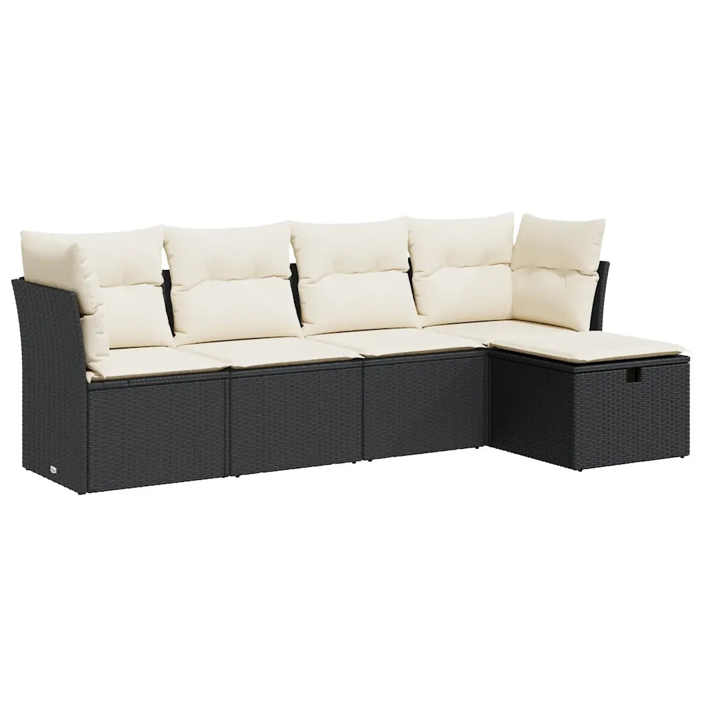 Set Divani da Giardino 5 pz con Cuscini in Polyrattan Nero 3325262