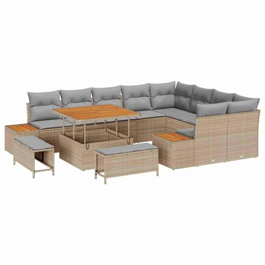 Set Divano da Giardino con cuscino 12 pcs Beige e Grigio Chiaro 3363337