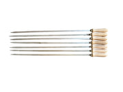 Spiedi per barbecue in acciaio inossidabile lunghi 74 cm con manico in legno per carne pesce verdure 7 pz