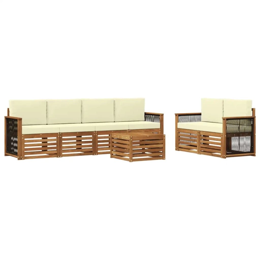 Set di divani da esterno con cuscino 7 pcs Naturale e Crema 3384051