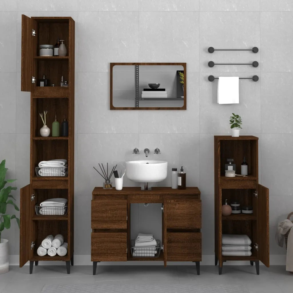 Mobile Lavabo Rovere Marrone 80x33x60 cm in Legno Multistrato 821283