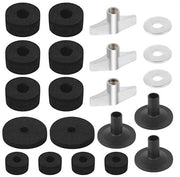 Set di accessori antiscivolo per batteria 21 pezzi - accessori per piatto hi-hat - anelli di chiusura - viti per pedaliera - materiali plastica/acciaio - accessori per batteria