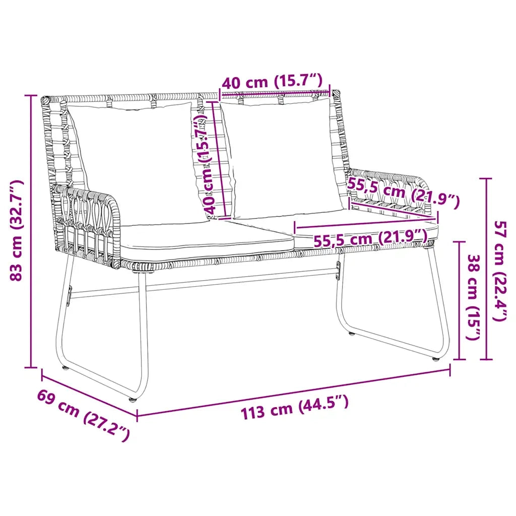 vidaXL Set da Pranzo per Giardino 3 pcs Nero e antracite