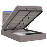 Letto Ottomano con Materasso e LED Tortora 120 x 200 cm Tessuto 3457983