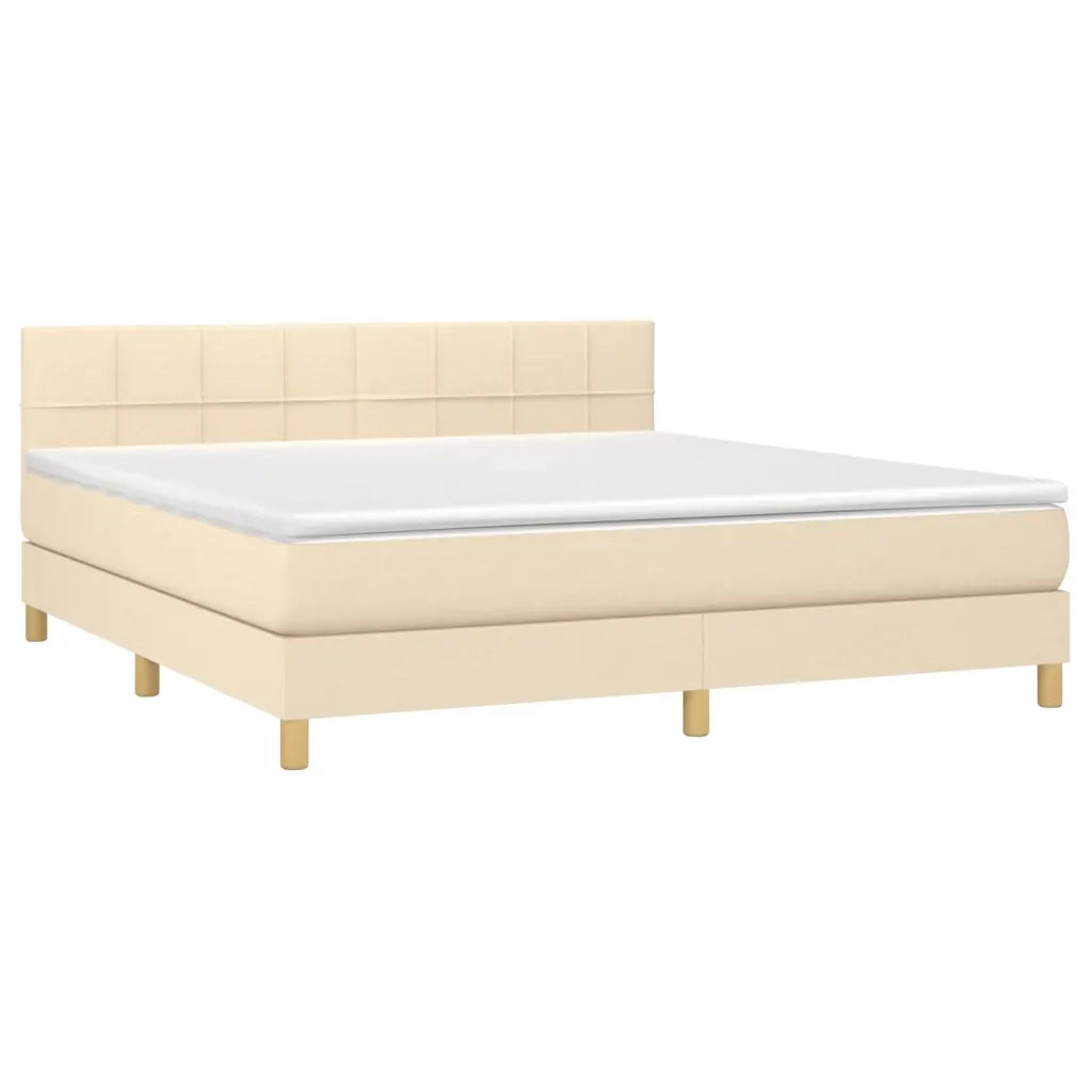 Letto a Molle con Materasso e LED Crema 160x200 cm in Tessutocod mxl 122756