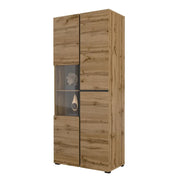 Vetrina alta 2 porte collezione HAVANA. Colori rovere e nero.