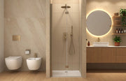 Box doccia 110 cm apertura a SOFFIETTO nicchia H200 cm cristallo 6mm profilo SATINATO LIAM