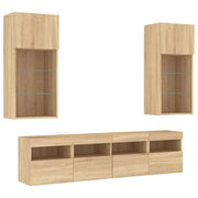Mobile TV multimediale mensola TV credenza TV sala da pranzo soggiorno camera da letto con LED 5 pezzi legno ingegnerizzato rovere Sonoma marrone 02_0029415