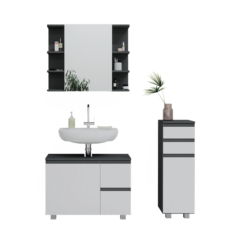 Vicco Set mobili bagno Antracite 3 parti, con armadio midi