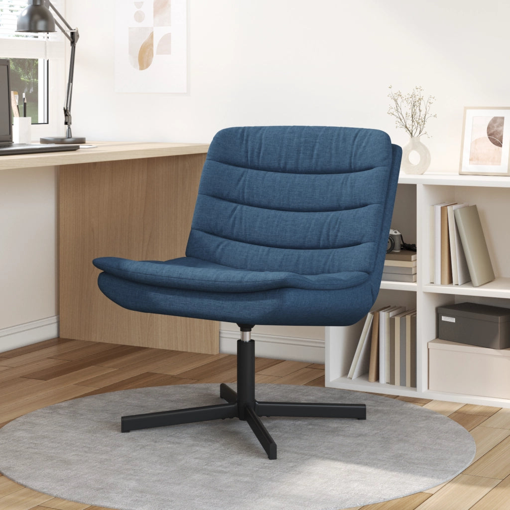 Sedia Girevole Blu Tessuto e Metallo Standard Girevole