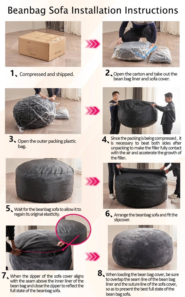 Pouf sacco per adulti con supporto antistress e forma personalizzabile letto temporaneo salvaspazio in spugna rosa