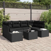 Set Divano da Giardino con cuscino 8 pcs Nero polyrattan 3355632