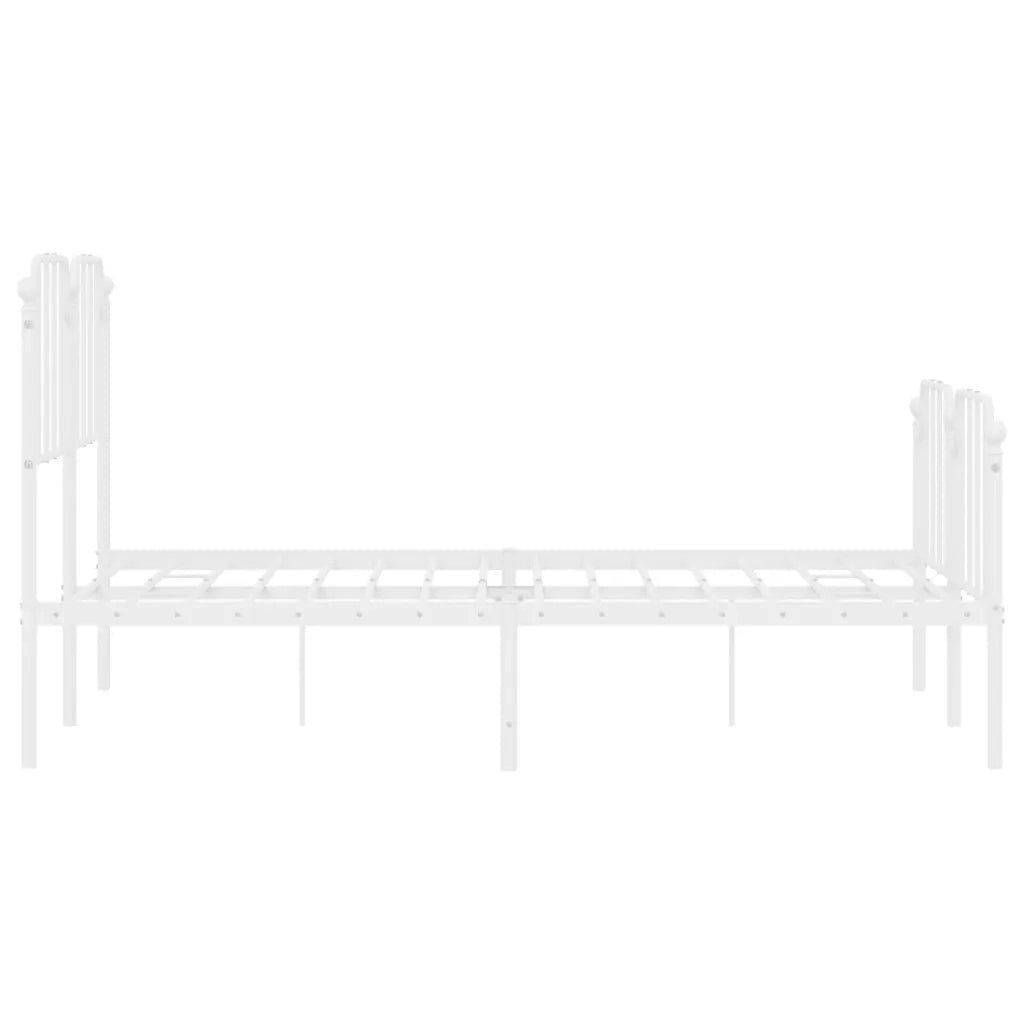 Giroletto con Testiera e Pediera Metallo Bianco 140x190 cm 373954