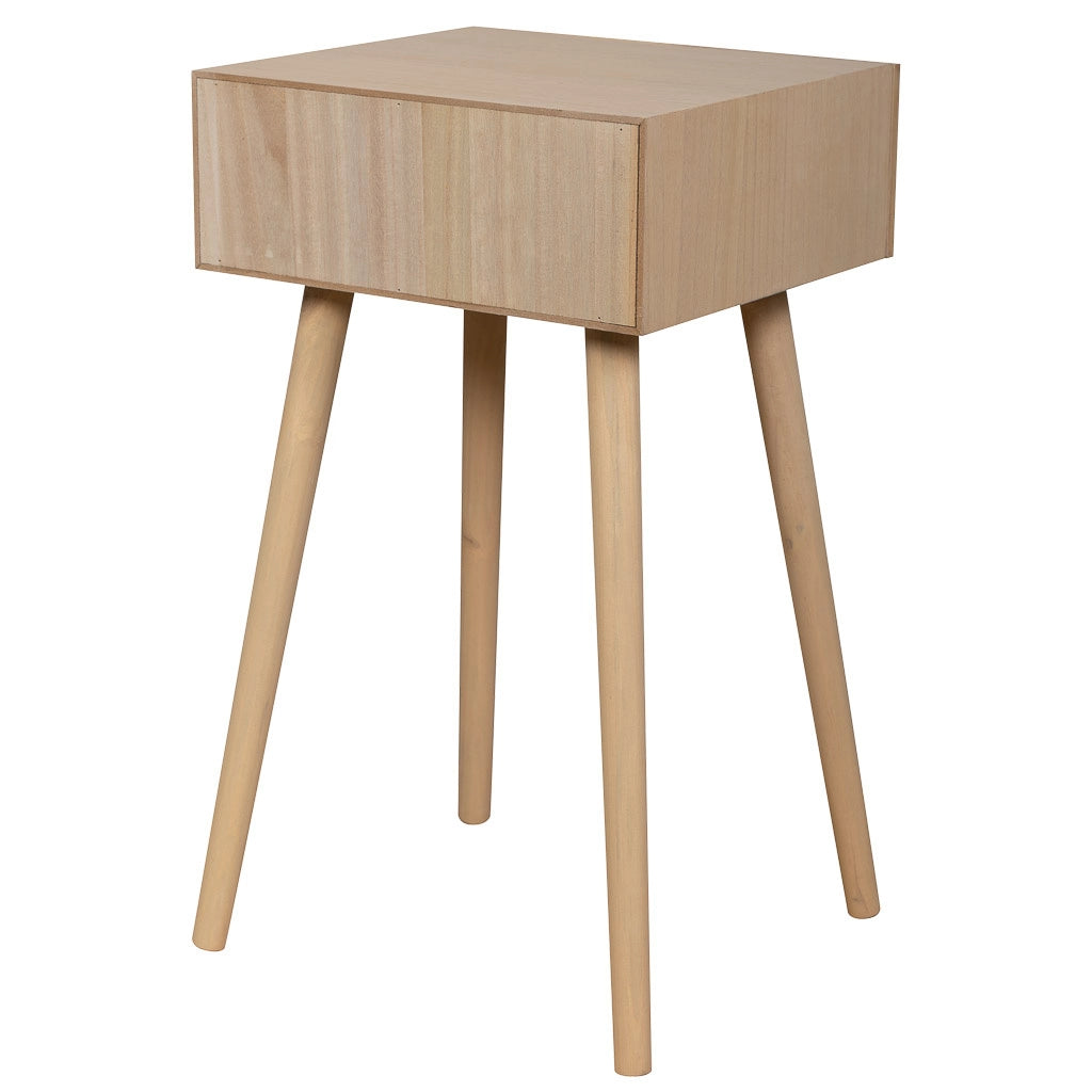 Comodino in MDF e rattan, 1 cassetto, marrone, 40x36x70 cm