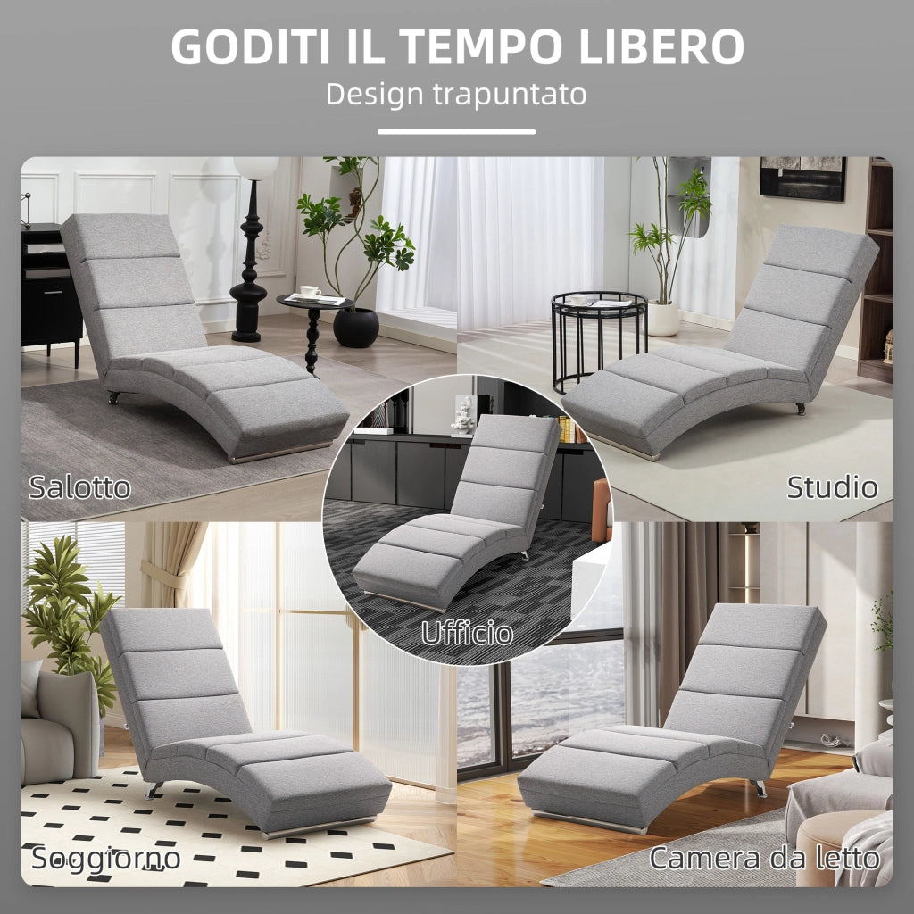 Poltrona Chaise Longue Reclinabile ¨C Zephmum ¨C Grigio Chiaro Tessuto Imbottito