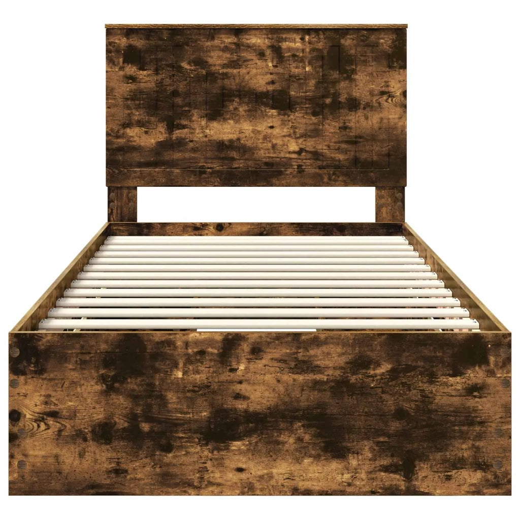 Letto singolo | Letto per adulti | Struttura del letto con cassetto Rovere fum¨¦ 100 x 200 cm